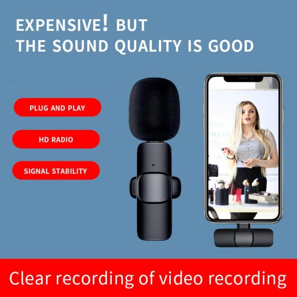 Wireless Lavalier Microphone for Type C with iPhone Adapter