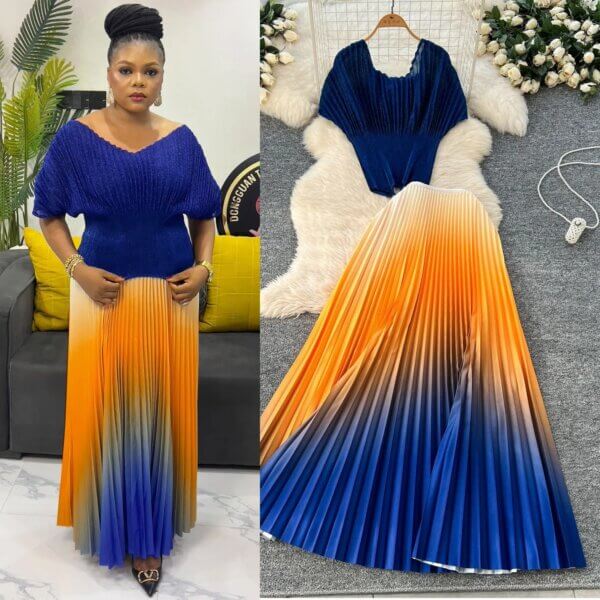 Miyake Pleated 2 Pieces Set Women's Fashion dress